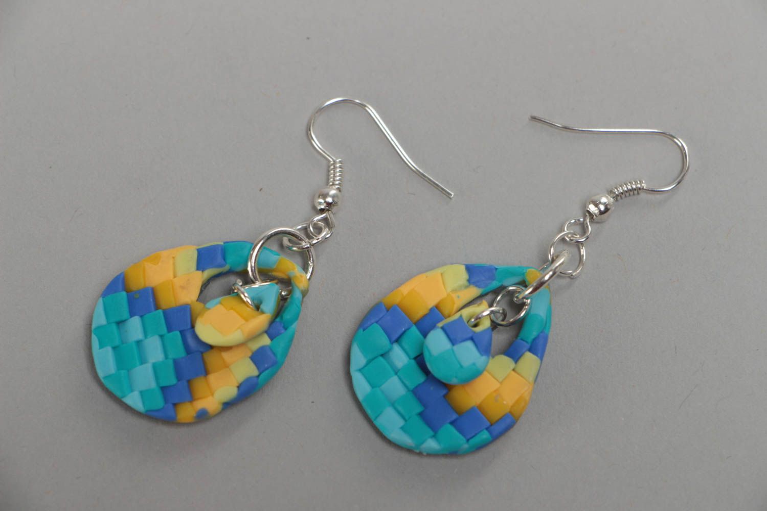 Polymer clay earrings with charms unusual stylish handmade summer jewelry photo 2