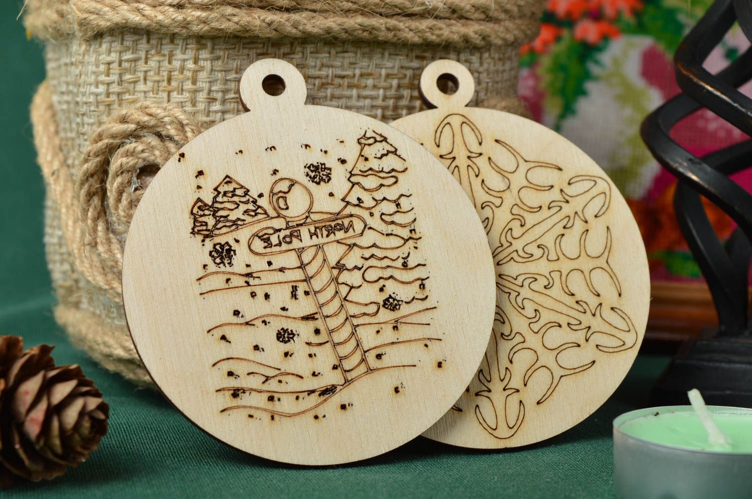 Handmade Weihnachtskugeln Rohlinge Set Holz Rohlinge zum Bemalen Geschenk Idee  foto 1