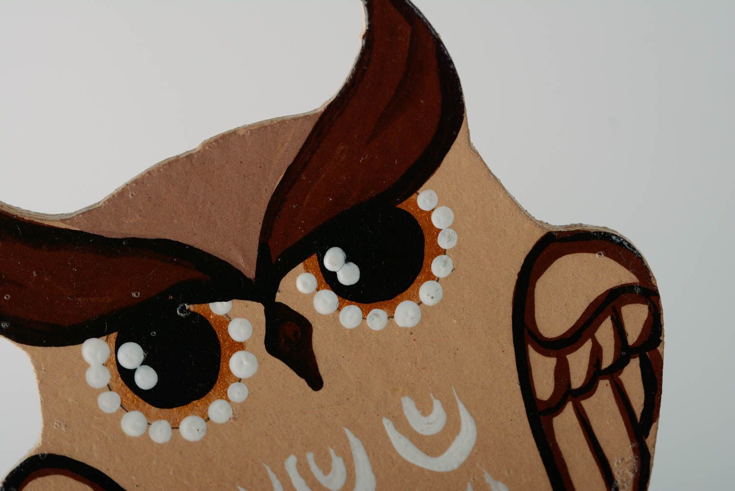 Handcrafted plywood refrigerator magnet in the form of owl photo 3