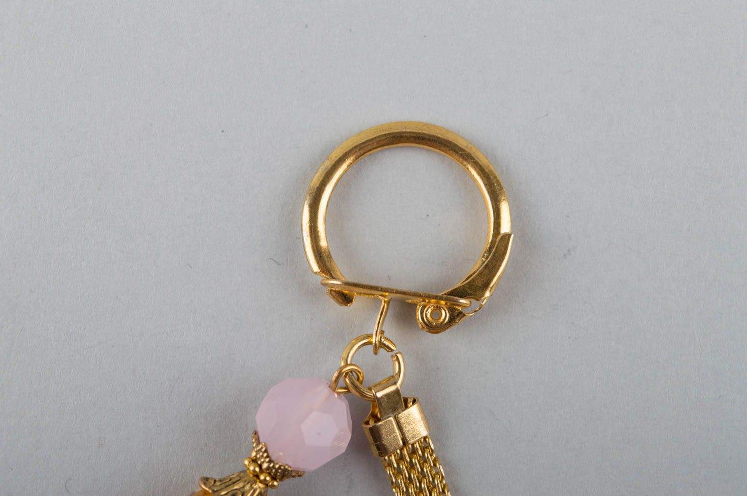 Porte-clés en perles en verre et laiton fait main original accessoire pour femme photo 3
