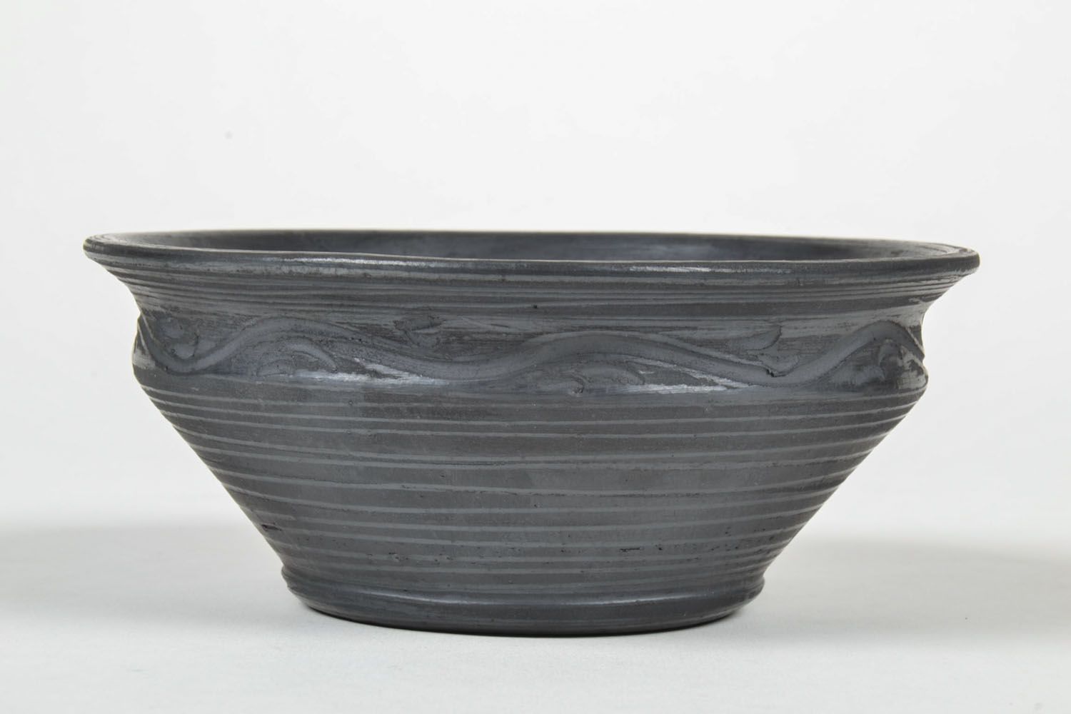 6 3 oz black lead-free ceramic handmade pitch bowl 0,82 lb photo 2