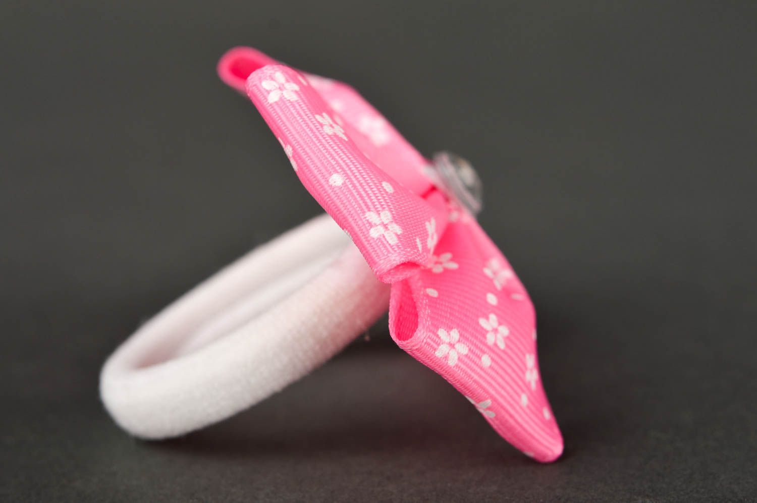 Аксессуар для волос handmade детская резинка розовый в цветы бантик для волос фото 5