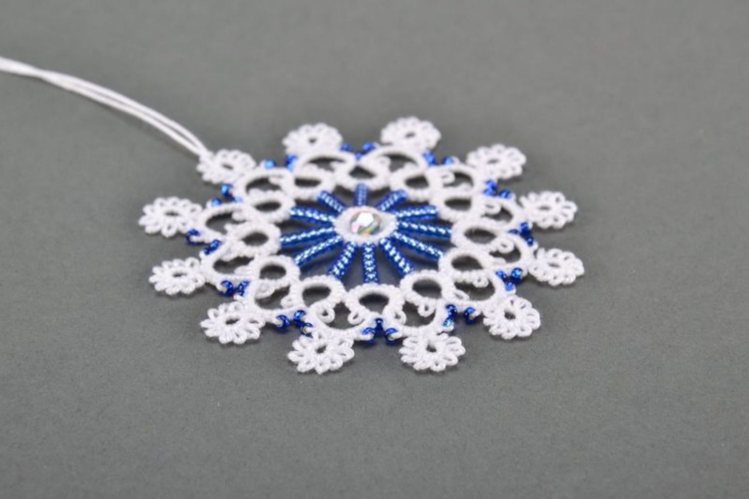 Christmas tree decoration Snowflake with crystals photo 2
