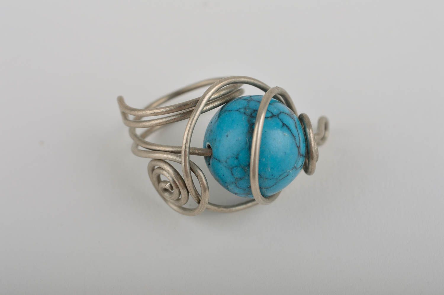 Ring mit Stein handgemacht Damen Modeschmuck schön Geschenk Idee blau foto 2