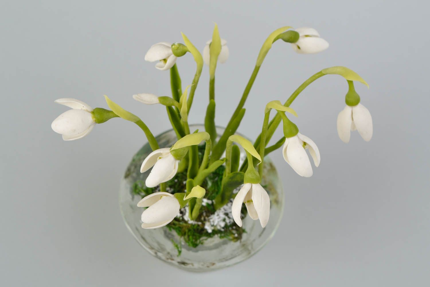 Fleurs en argile autodurcissante Perce-neige décoratives faites main dans vase photo 4