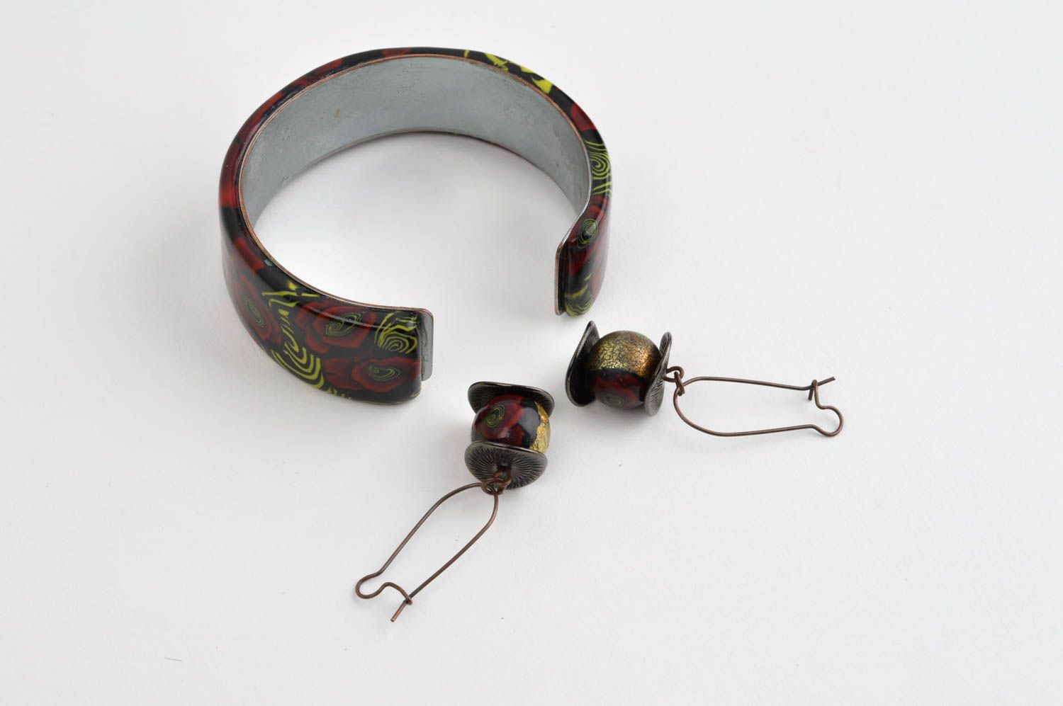 Комплект украшений ручной работы браслет на руку серьги длинные женские фото 3