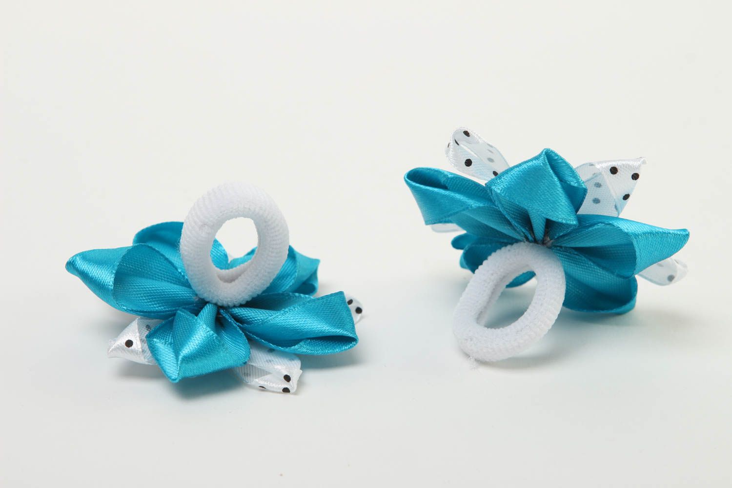 Handmade hair ties kids accessories kanzashi flowers gifts for baby girl photo 4