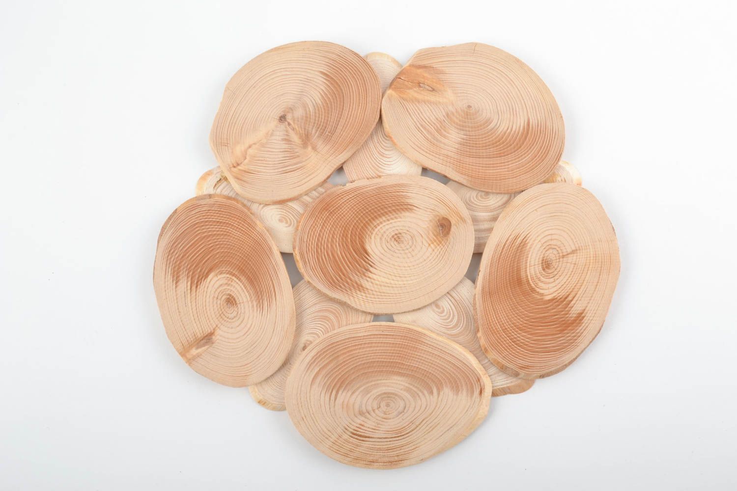Подставка для кастрюль и другой горячей посуды деревянная круглая ручной работы фото 2