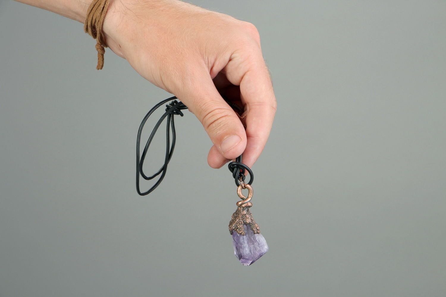 Copper pendant with amethyst photo 5