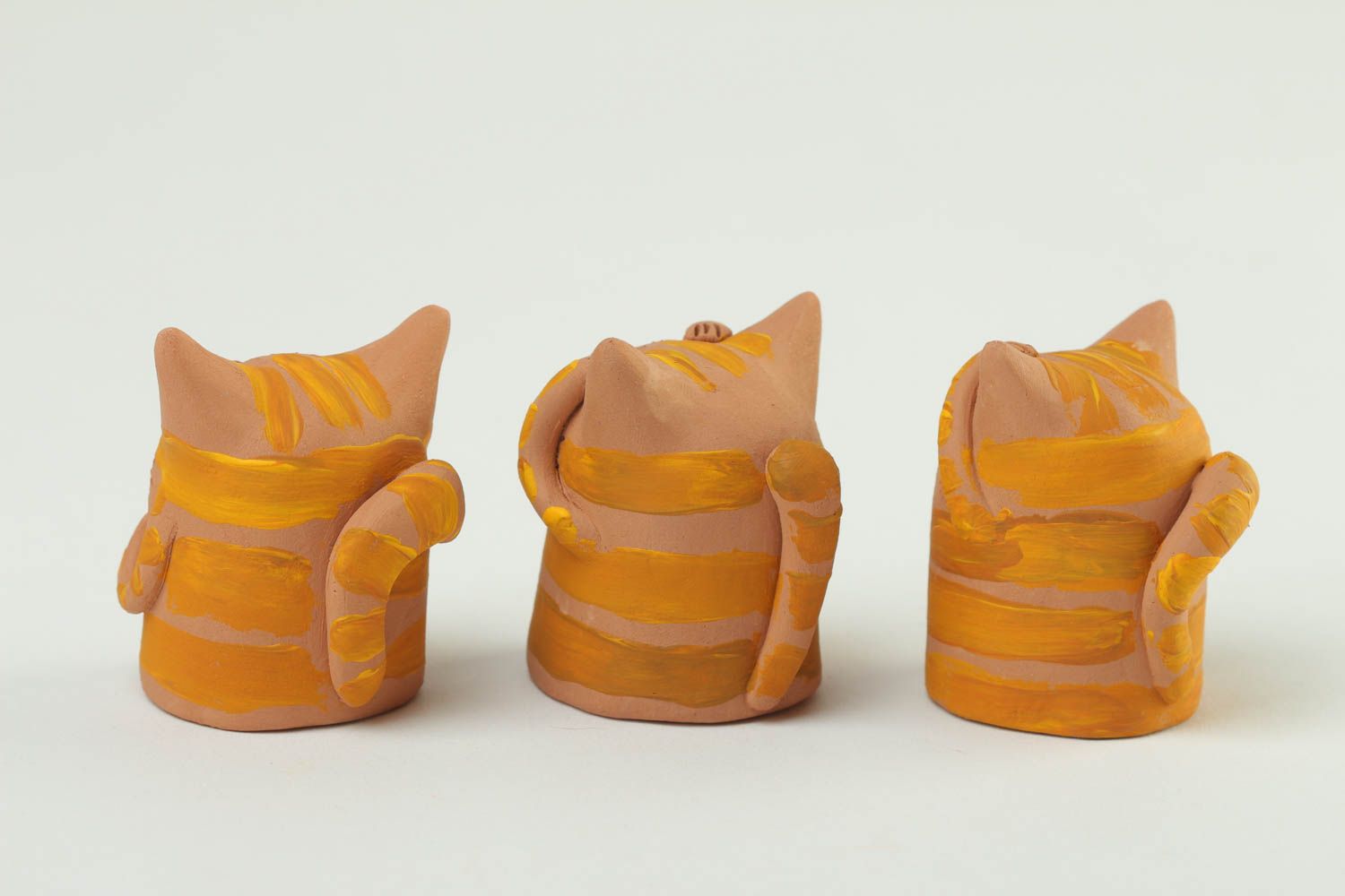 Статуэтки ручной работы глиняные статуэтки фигурки животных Три котика фото 4