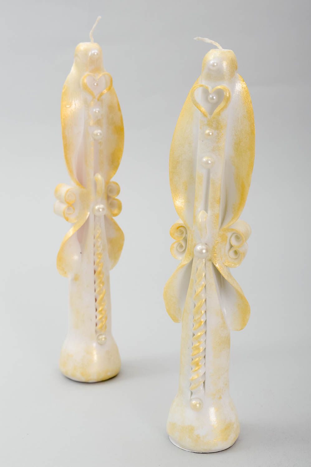 Deko Kerzen handmade Wachs Kerzen Hochzeit Accessoires Kerzen Geschenk weiß gelb foto 2