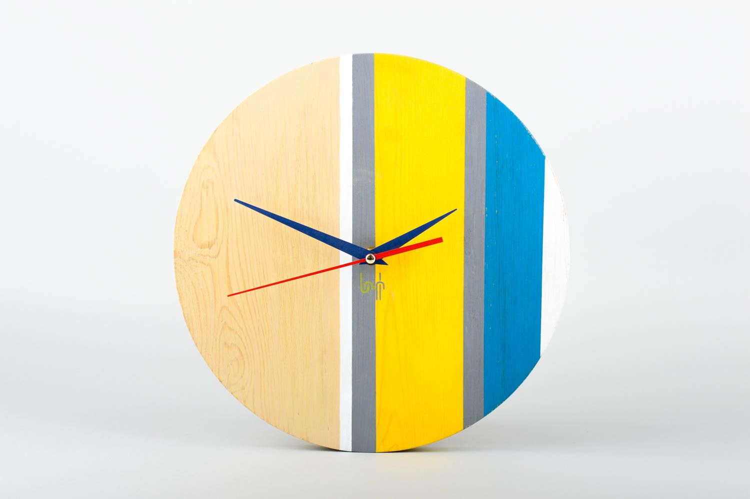 Handmade designer wall clock unusual round clock wooden wall decoration photo 1