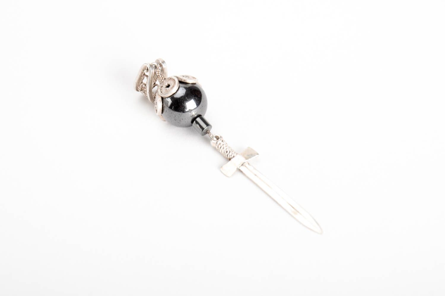 Handmade sword pendant unusual silver accessory beautiful pendant for girls photo 3