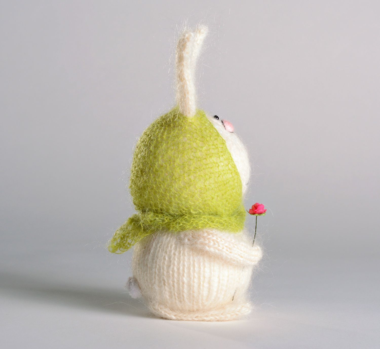 Toy knitted with mohair threads Hare photo 4