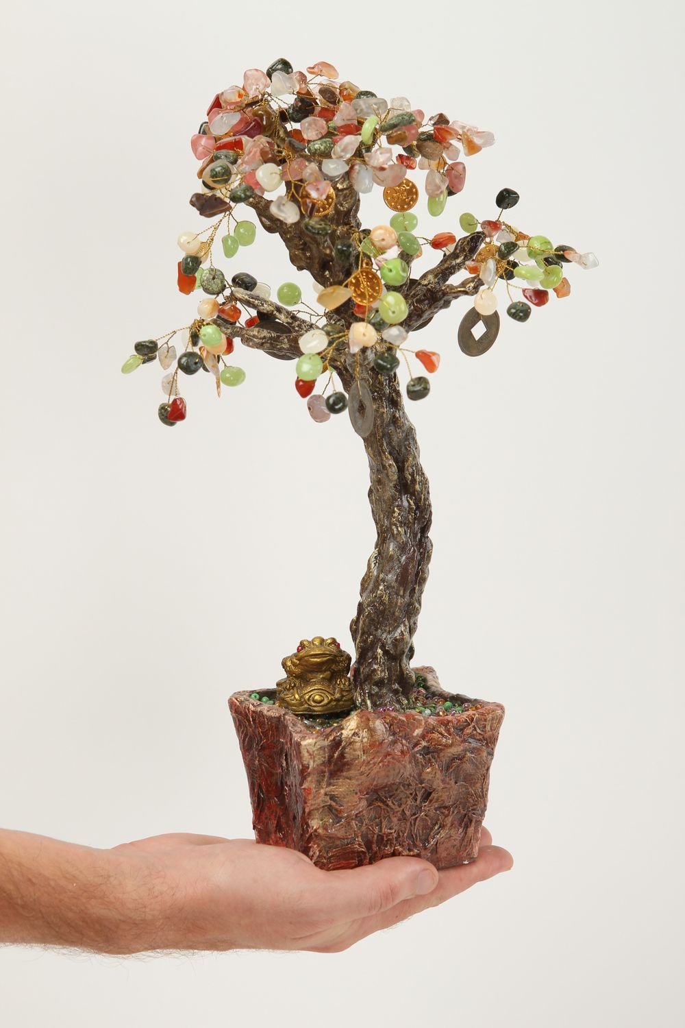 Topario artificial hecho a mano elemento decorativo árbol de piedras naturales foto 5