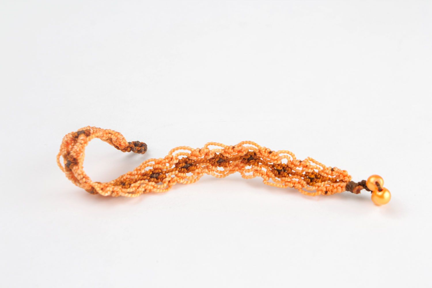 Bracelet tressé orange marron fait main photo 5