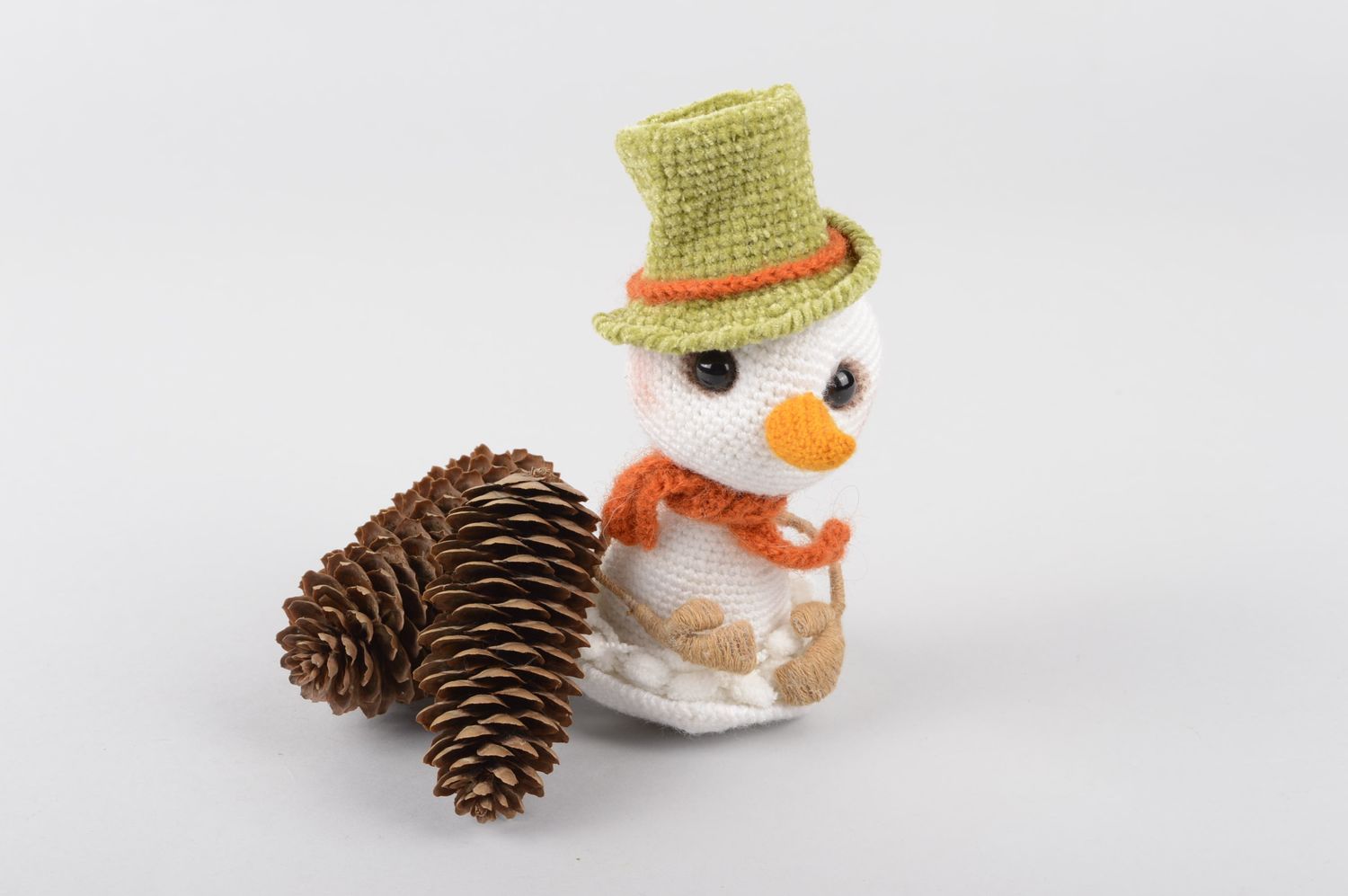Handmade snowman toy crocheted toy handmade knitted toy toy for children  photo 1