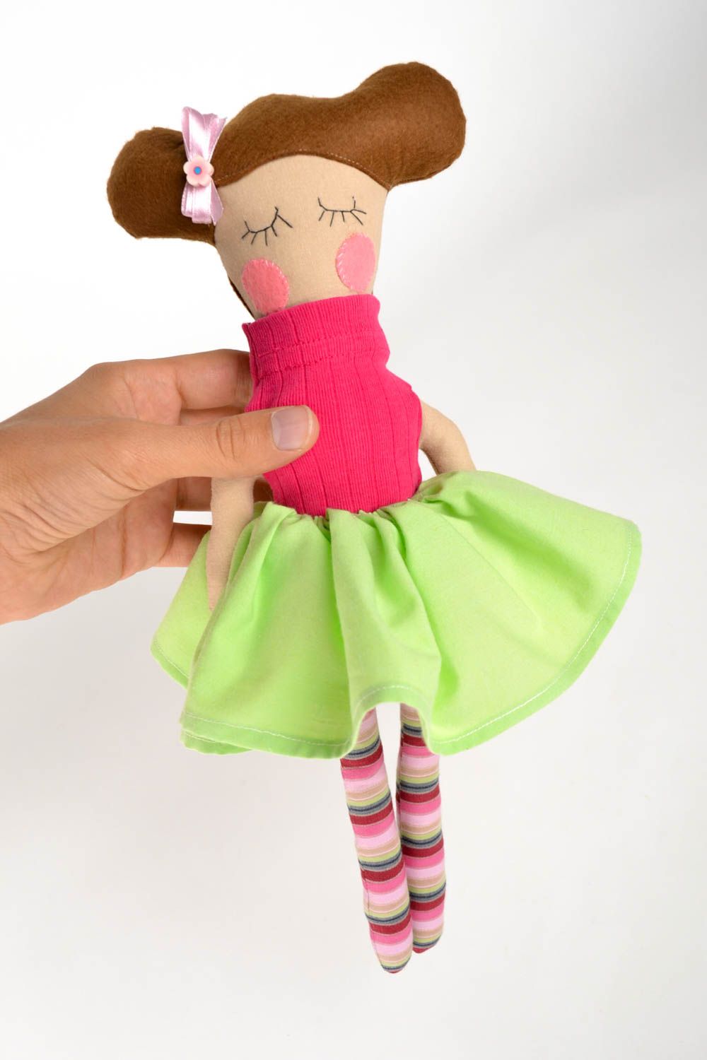 Кукла ручной работы кукла из ткани мягкая кукла девочка в платьице красивая фото 2