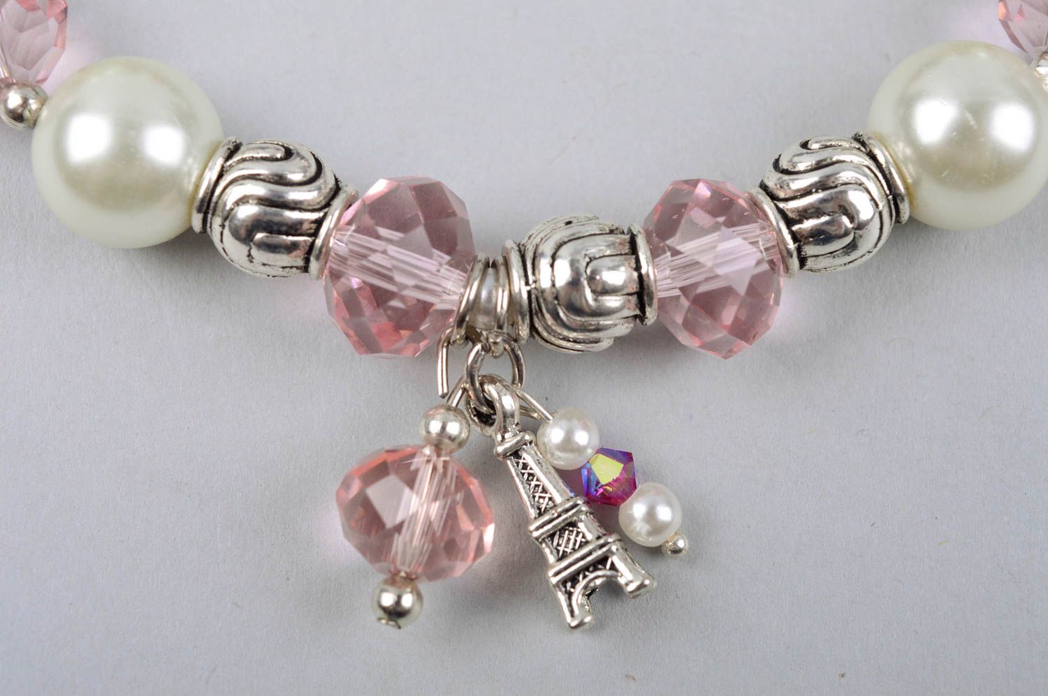 Beaded handmade wrist bracelet agate and crystals beautiful designer accessory photo 5