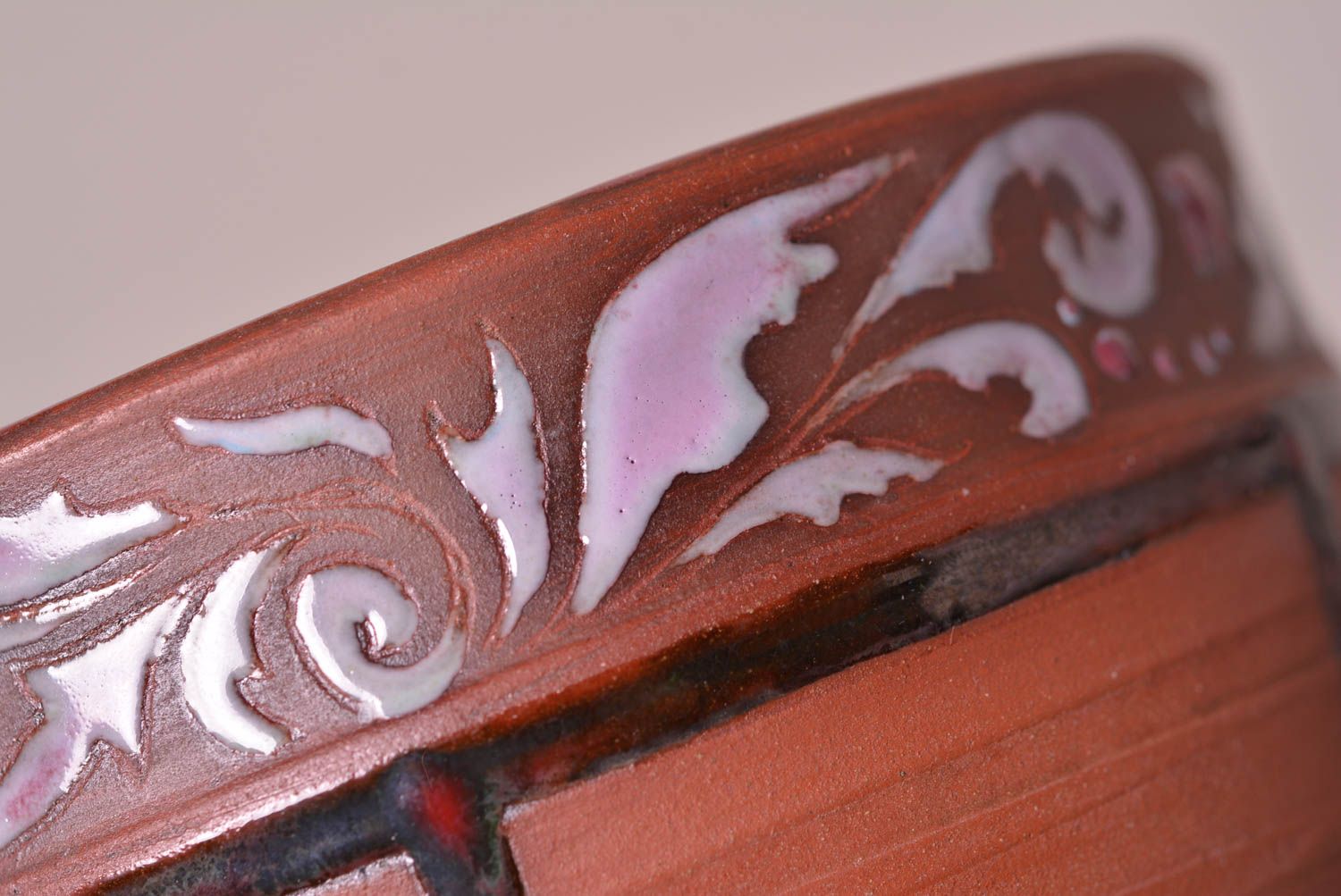 Handgemachte Keramik Schale schönes Geschirr aus Ton Deko für Haus braun foto 4