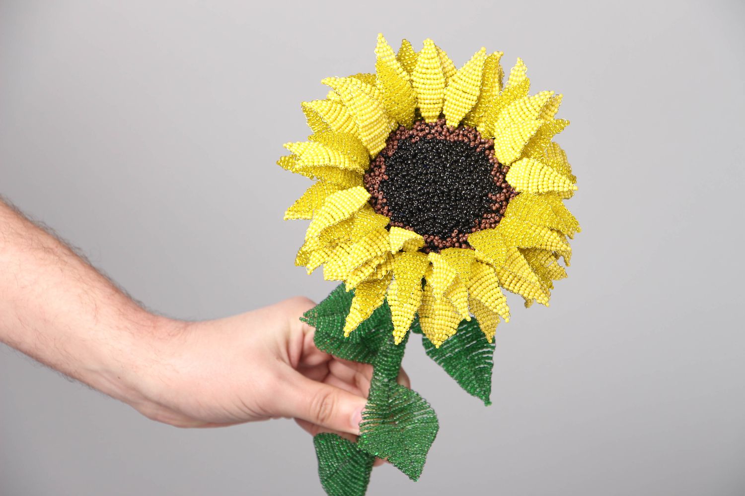 Handmade Blume aus Glasperlen Handarbeit Sonnenblume foto 3