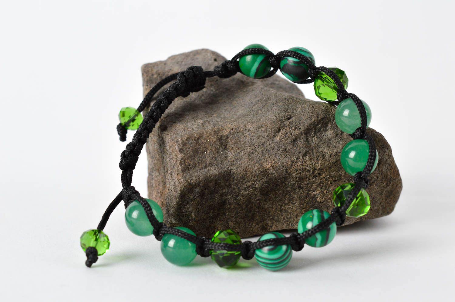 Stylish handmade gemstone bead bracelet woven cord bracelet gifts for her photo 2