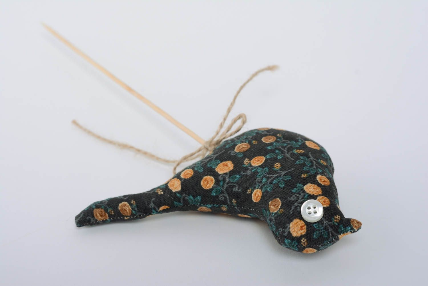 Dunkelblauer handmade Vogel Stofftier Stecker für Blumentöpfe foto 3