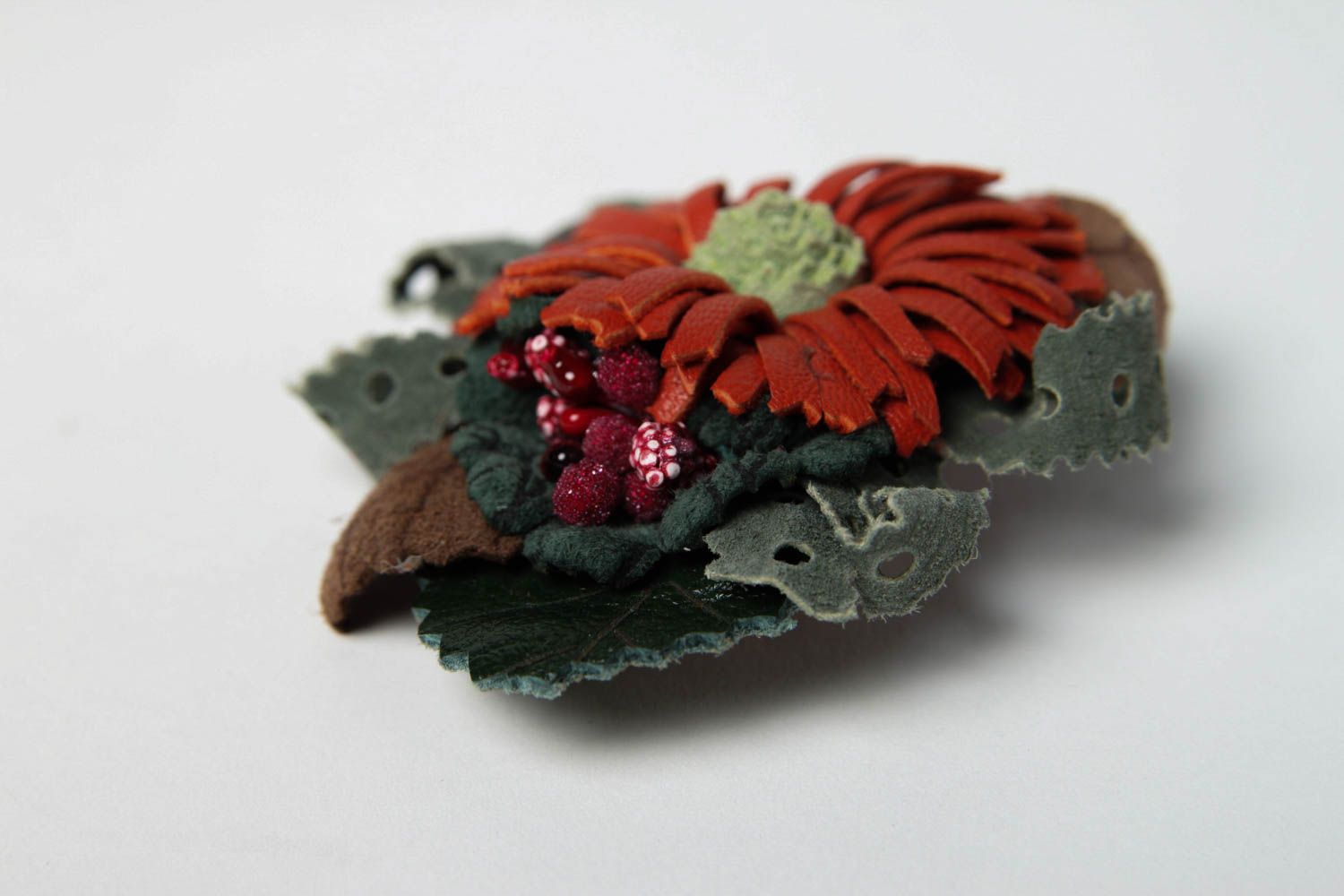 Brooch jewelry flower brooch handmade leather goods fashion accessories photo 4