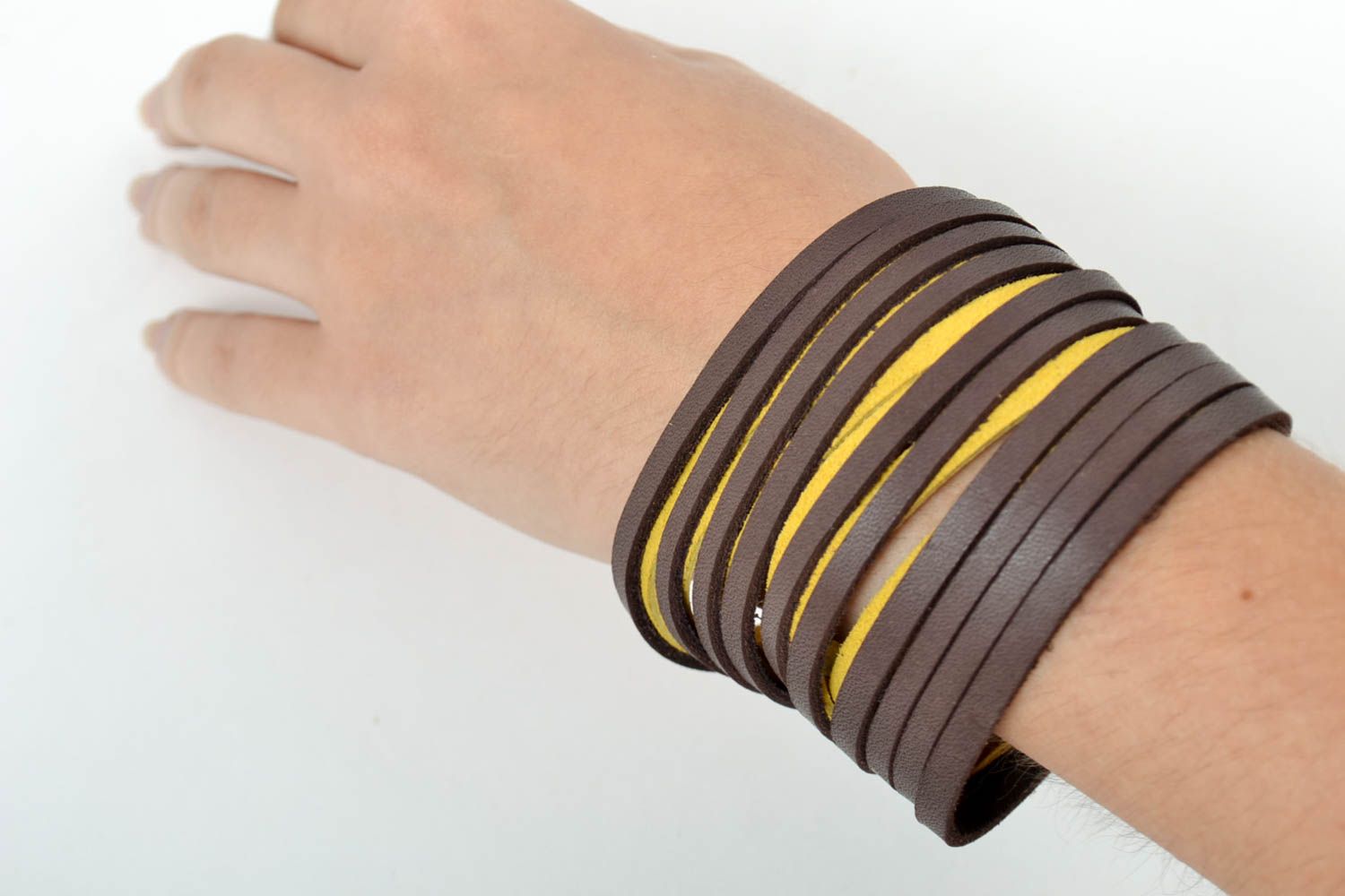 Handmade jewelry leather wristband wrap leather bracelet women accessories photo 1