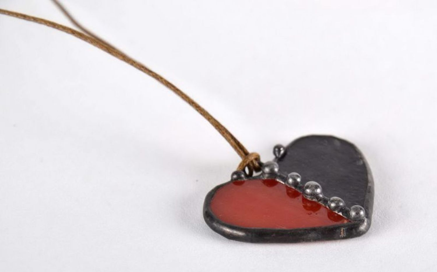 Stained glass pendant Red and black heart photo 3