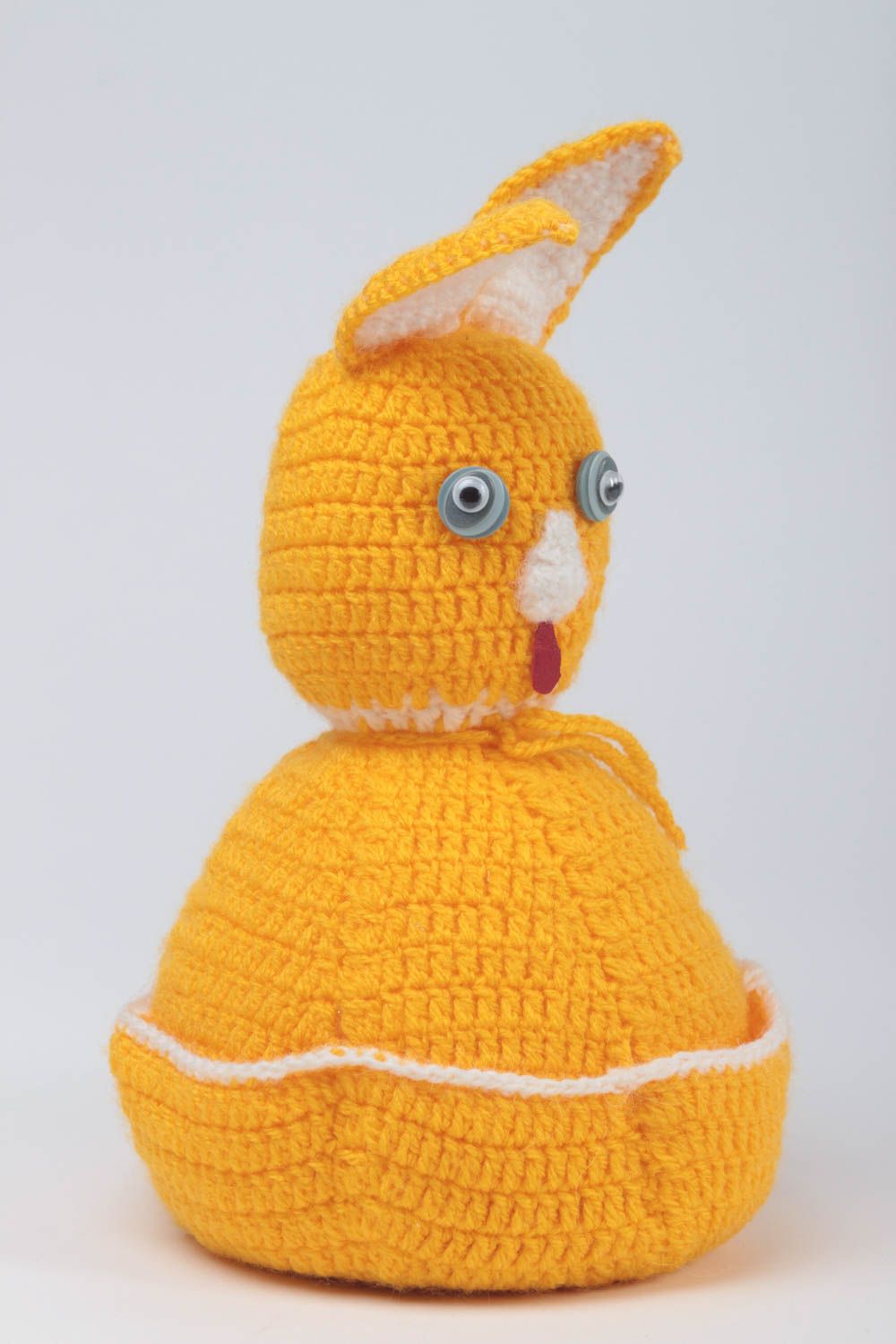 Handmade gehäkeltes Kuscheltier Spielzeug Hase Designer Geschenk für Kinder gelb foto 2