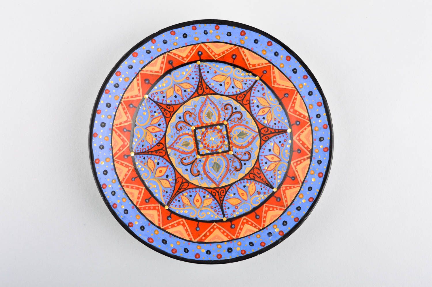Декоративная тарелка ручной работы тарелка с рисунком декор для стола сувенир фото 5