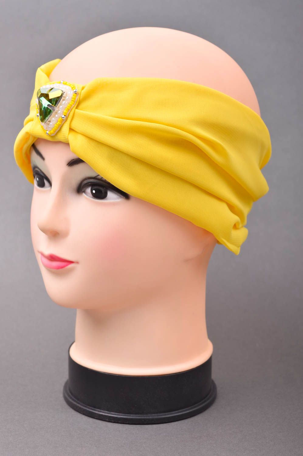 Banda para el cabello turbante arabe amarillo adorno para el pelo hecho a mano  foto 1