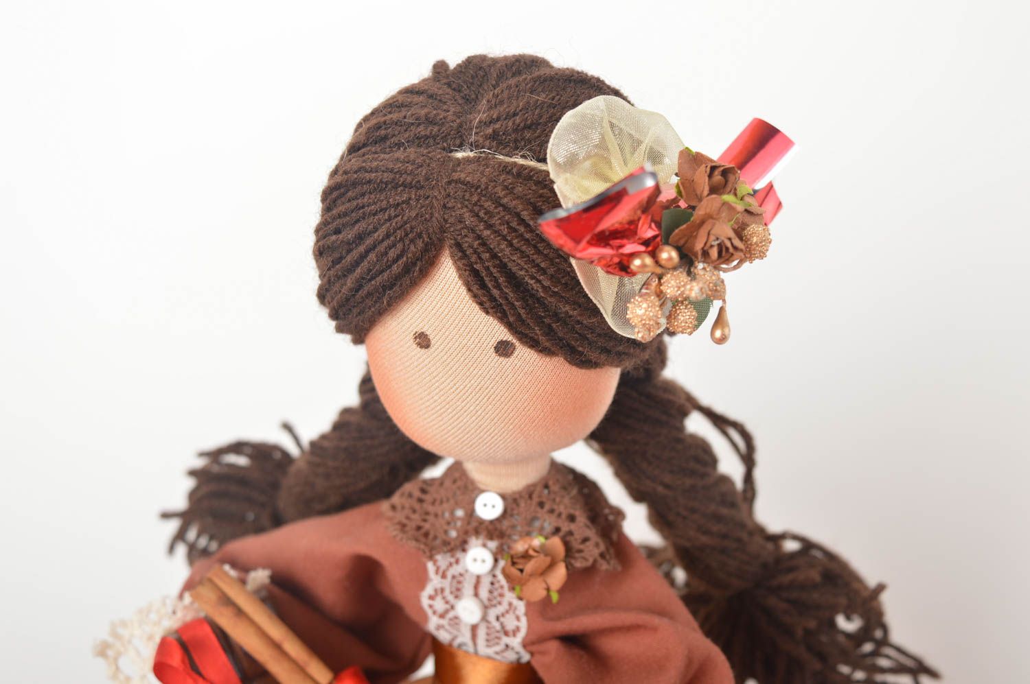 Кукла ручной работы необычный подарок авторская кукла из ткани и полимерки фото 5