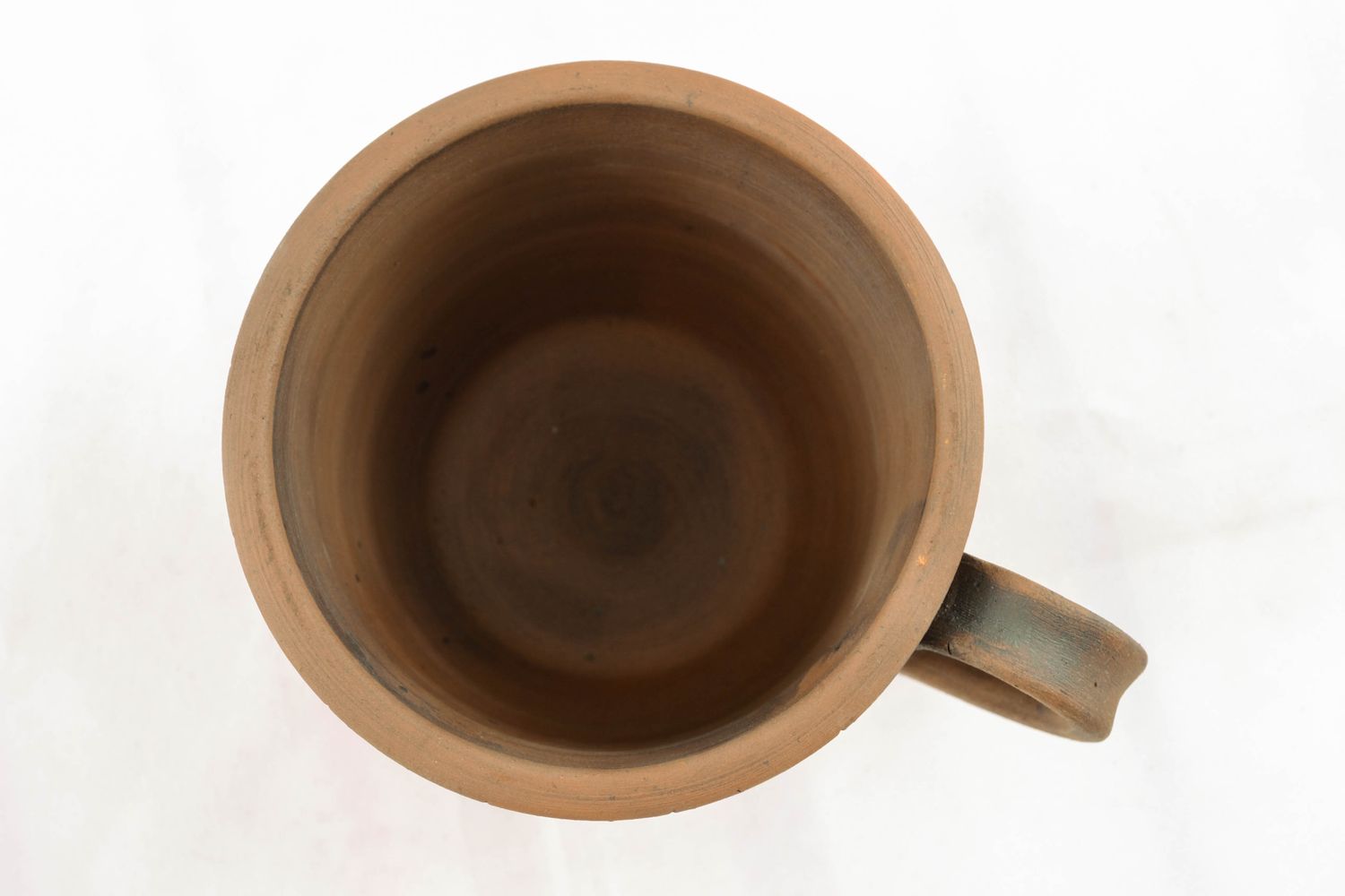 XXL 25 oz clay glazed cup with handle and pattern in a wooden style photo 4