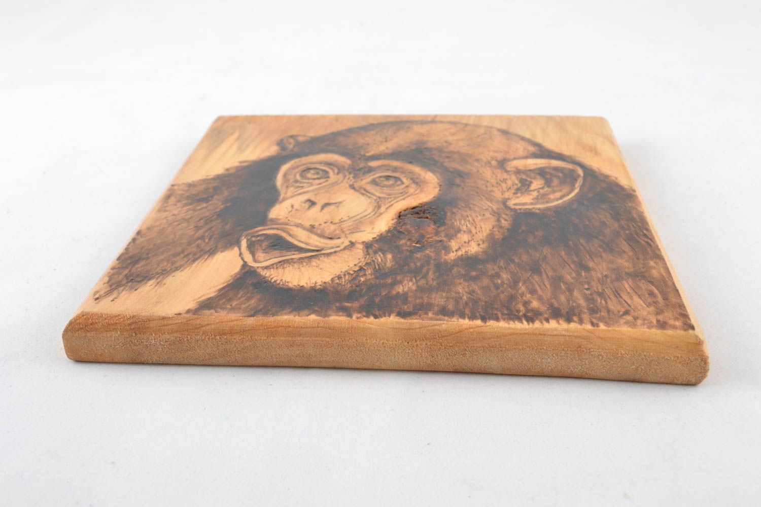 Tableau en bois fait main chimpanzé photo 1