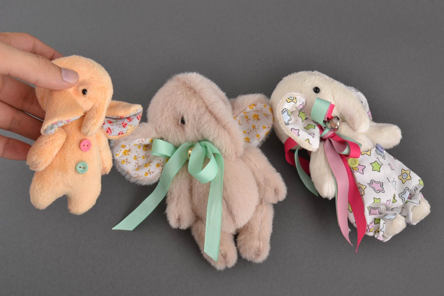 Set of 3 handmade fabric toys childrens soft toys living room designs gift ideas photo 5