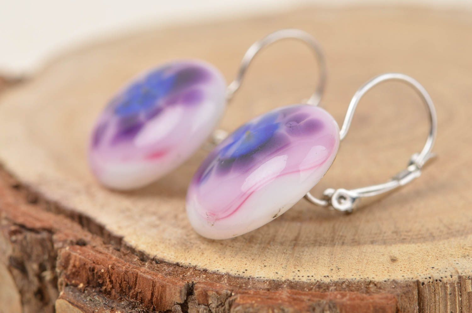 Unusual handmade glass earrings glass fusing fused glass art gifts for her photo 1