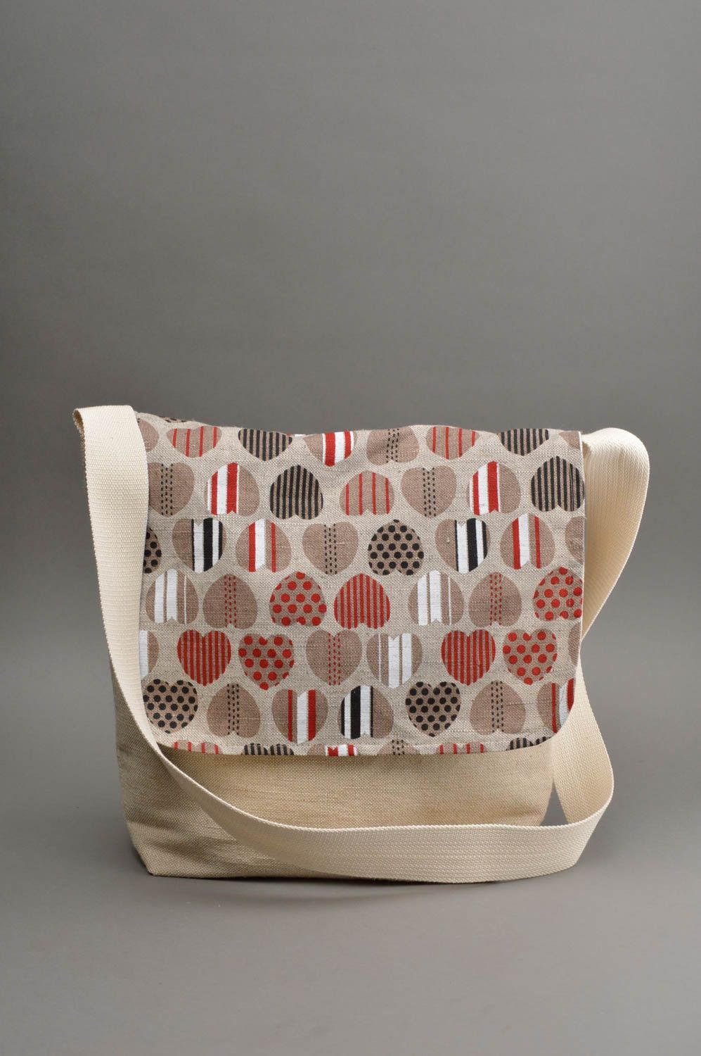 Sac en tissu fait main avec imprimé coeurs et pochette intérieure pour femme photo 2