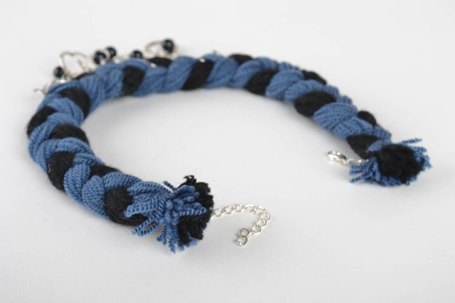 Collier textile Bijou fait main Accessoire femme bleu avec pendentifs mignons photo 4