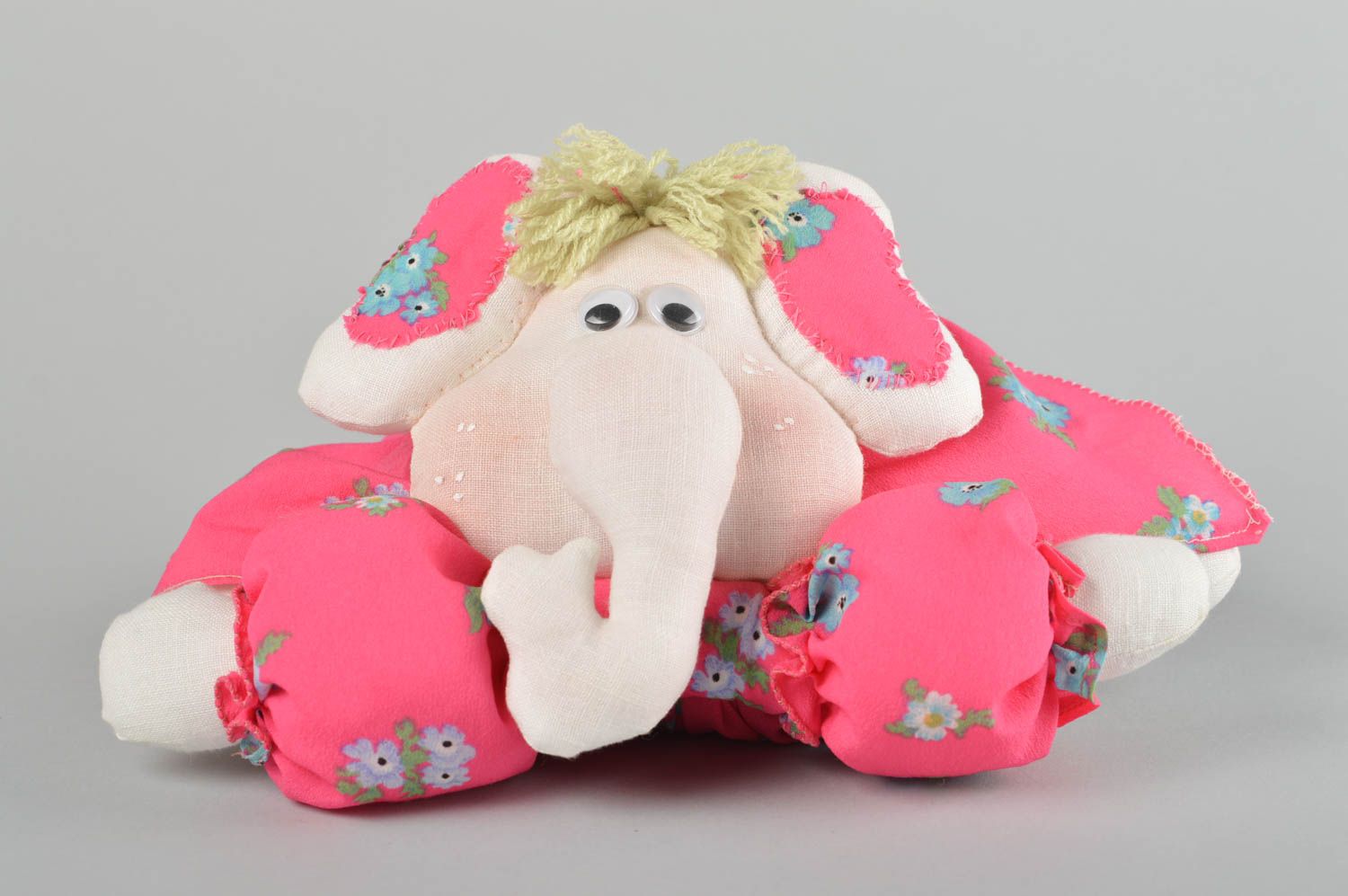 Kleinkinder Spielzeug handmade Kuscheltier Elefant in Rosa Designer Geschenk foto 2