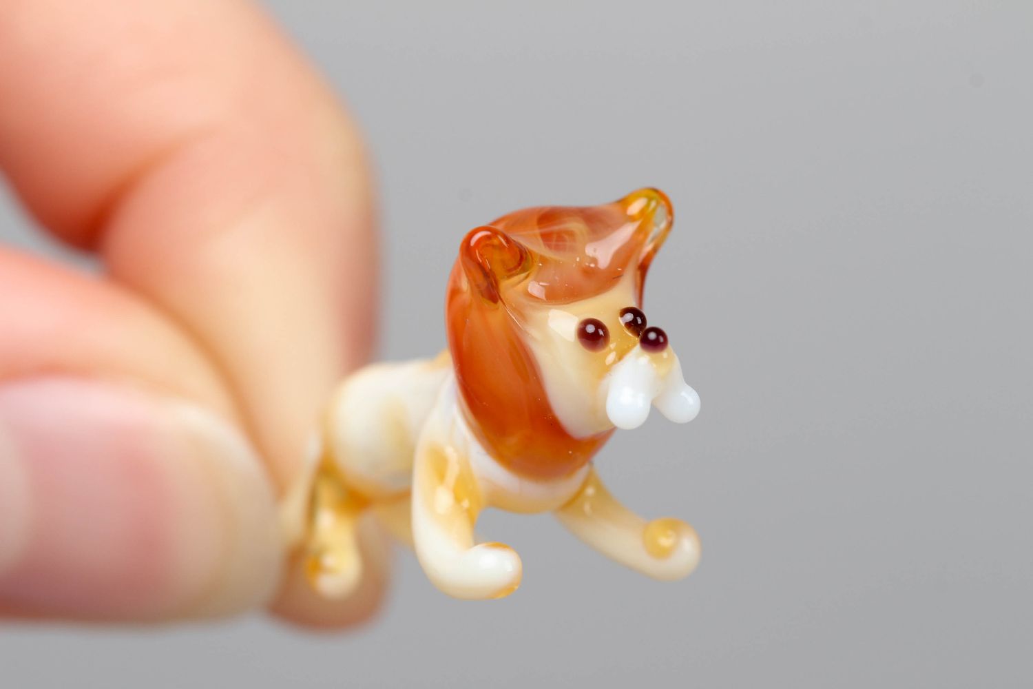 Collectible lampwork glass statuette of lion photo 3