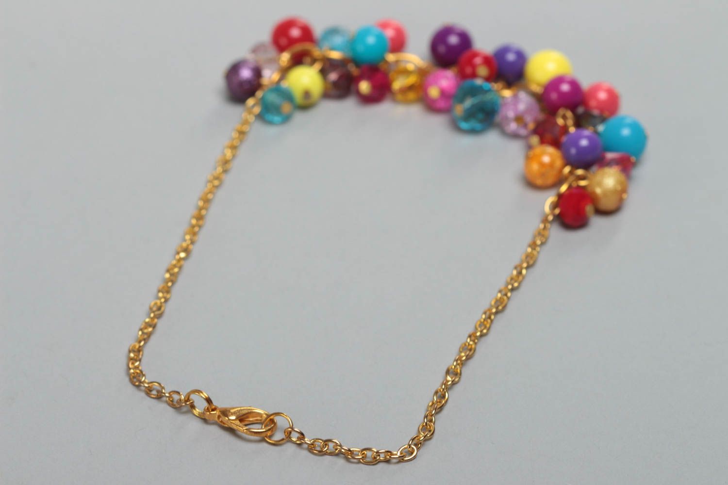 Beautiful stylish handmade children's necklace on chain with bright beads photo 4