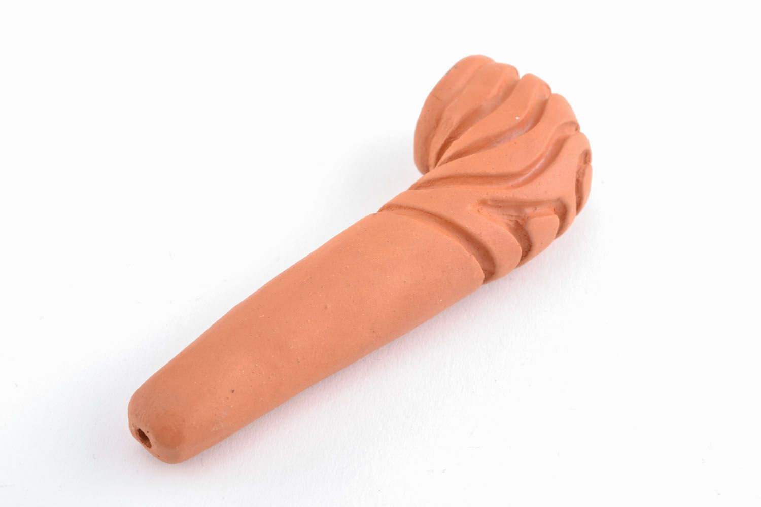 Smoking pipe for marijuana red clay tobacco tube with ornament 3,5 inches 0,09 lb photo 3