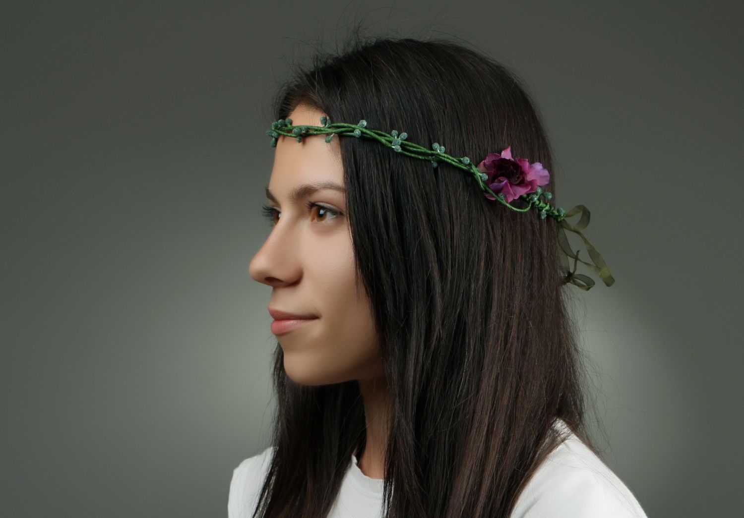 Headband with chiffon flowers photo 4