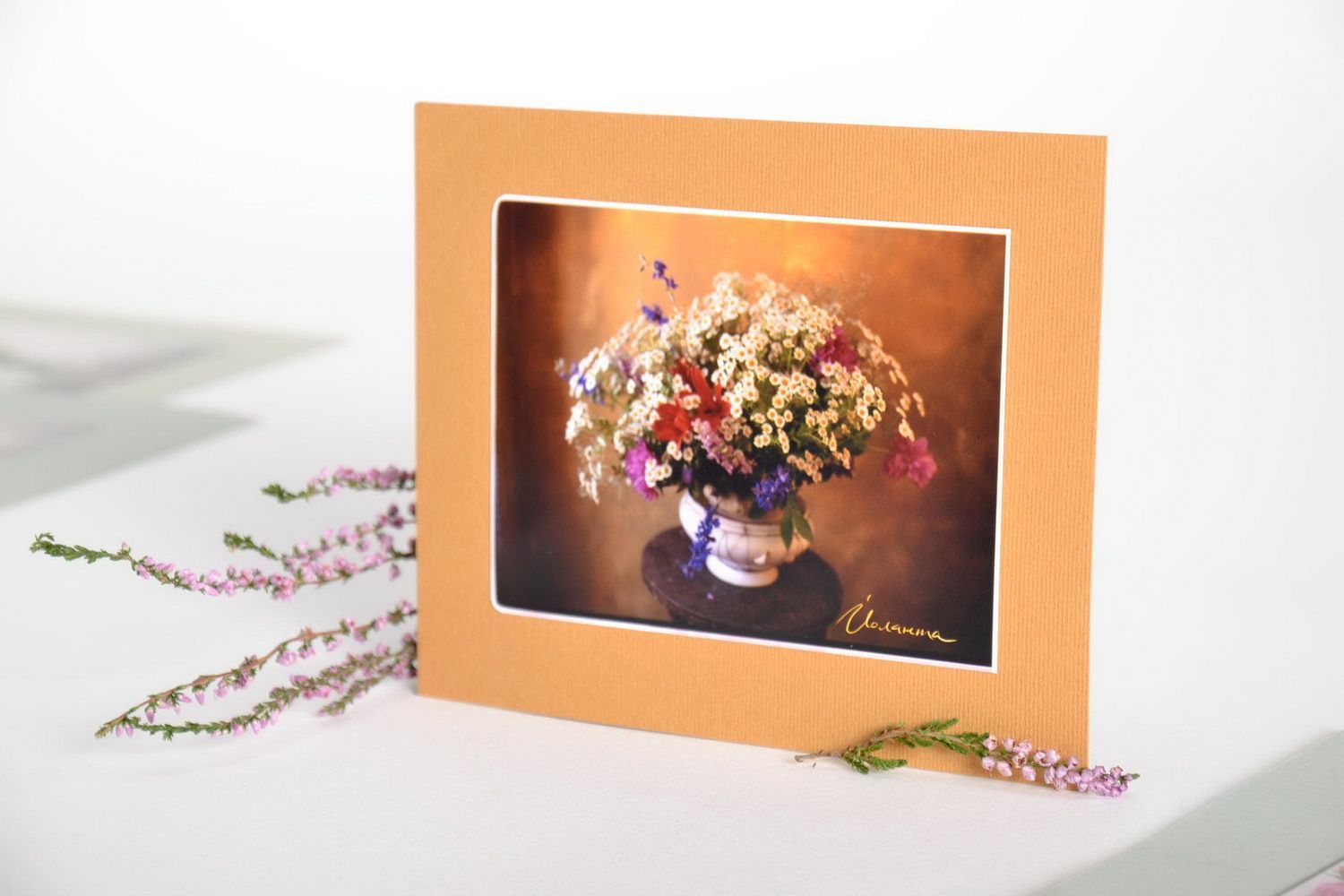 Handmade Grußkarte mit Blumen foto 1