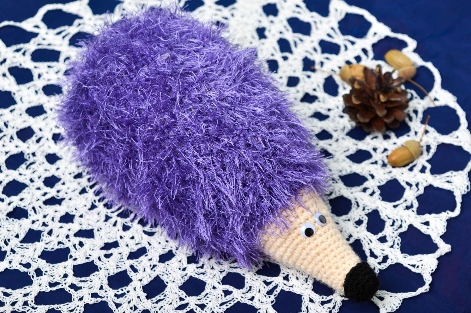 Animalito tejido a crochet juguete artesanal peluche original erizo morado foto 1