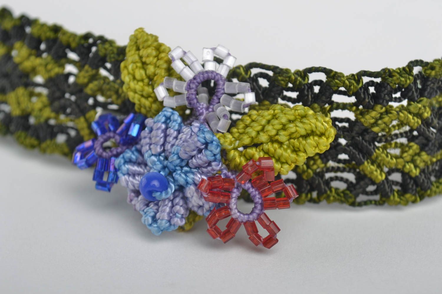Damen Accessoires geflochtenes Armband Blumen Brosche grell originell für Frauen foto 2