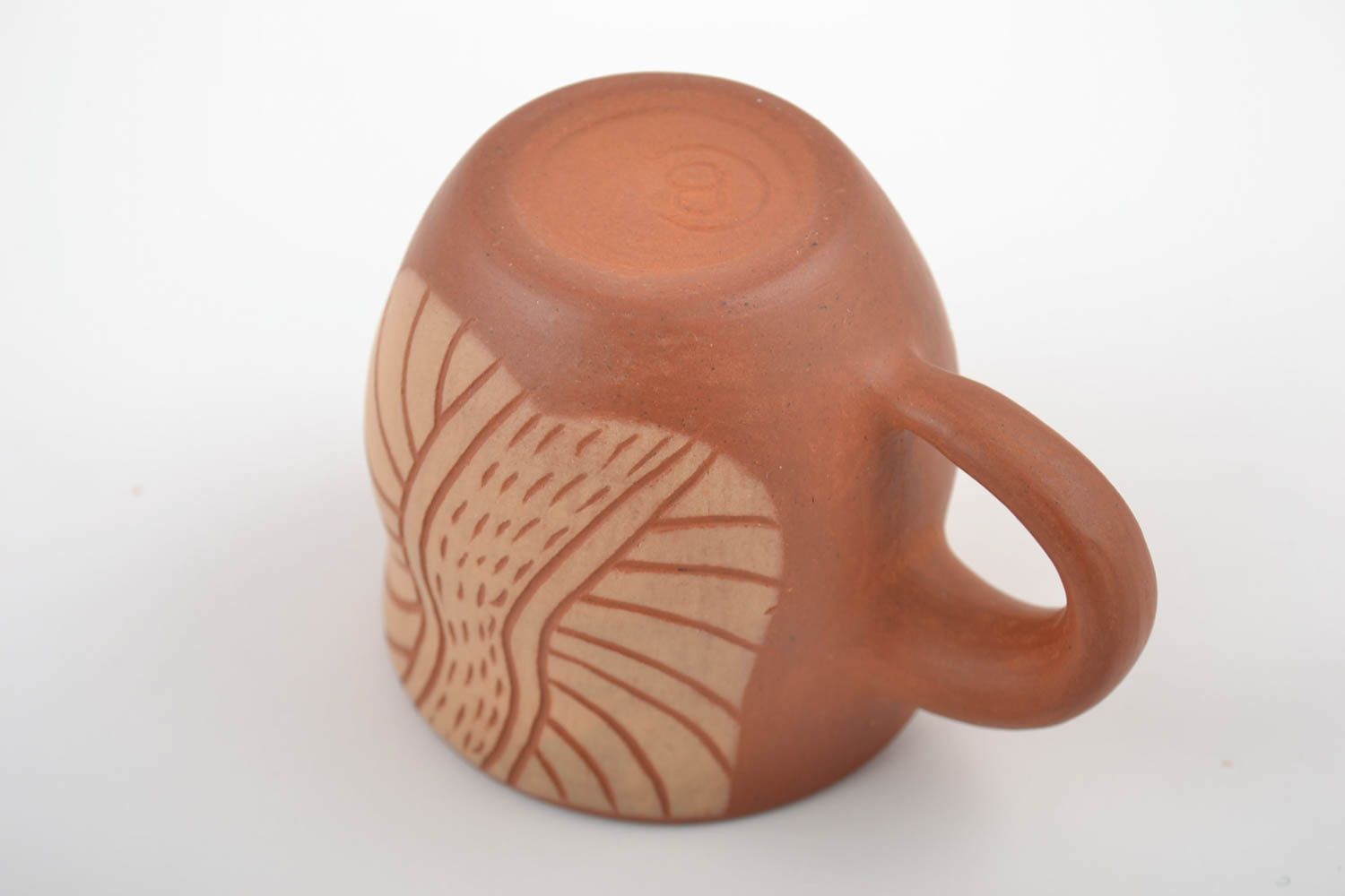 Originelle keramische Tasse aus Ton mit Bemalung handmade für Küche Dekor 180 ml foto 4