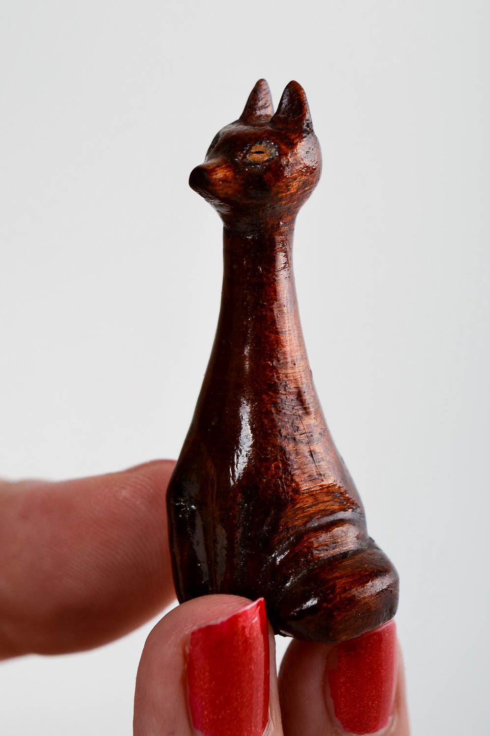 Öko Spielzeug Figur aus Holz handmade Tisch Deko geschnitzte Holzfigur Fuchs foto 4
